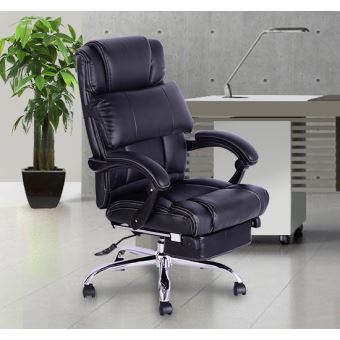Fauteuil De Bureau Manager Chaise De Bureau Grand Confort Avec Repose Pieds Noir Achat Prix Fnac