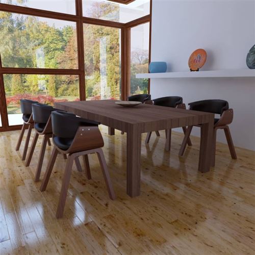vidaXL Chaise de salle à manger 6 pcs Cadre en Bois Cuir synthétique
