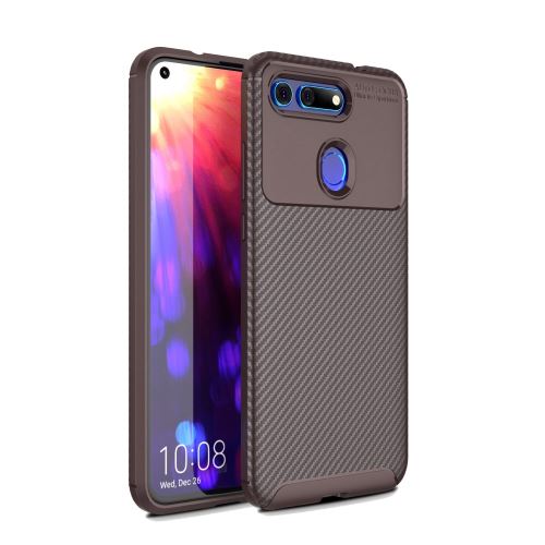 Coque en TPU fibre de carbone résistante aux chutes café pour votre Huawei Honor V20