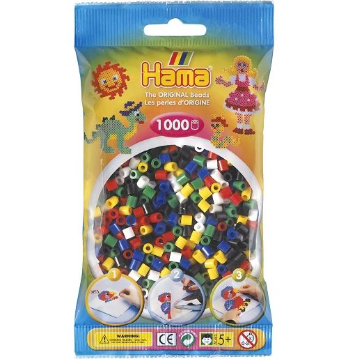 Sachet de 1000 perles a repasser hama midi couleurs assorties - loisirs creatifs - 207-66
