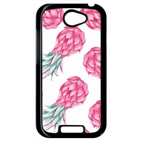 Coque Htc One S Ananas Rose Fond Blanc