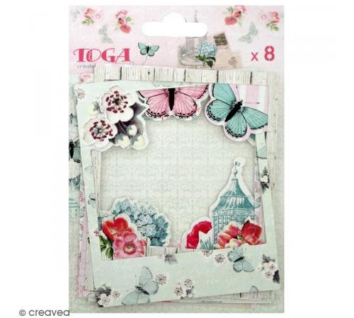 Cadres polaroid - Fleurs et Papillons - 8,8 x 10,7 cm - 8 pcs
