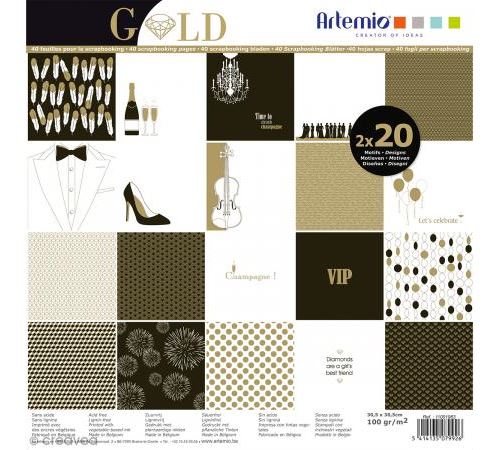 Bloc papier 30x30cm gold 40 feuilles - artémio