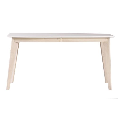 Table à manger extensible scandinave blanc et bois clair L150-200 LEENA