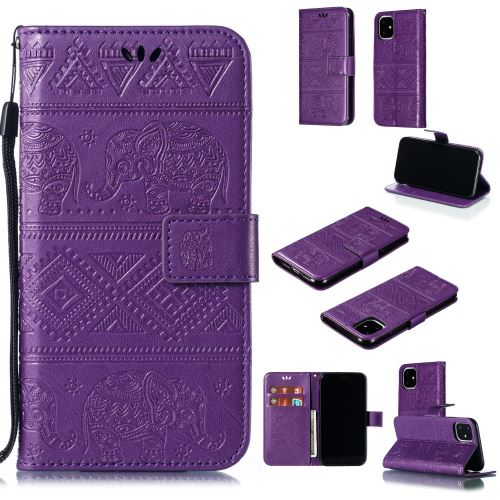 Etui en PU l'éléphant violet pour votre Apple iPhone XR (2019) 6.1 pouces
