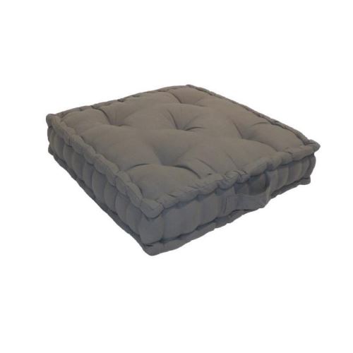 Coussin de sol Grand Format 100% Coton 60x60x15 cm GRIS FONCE