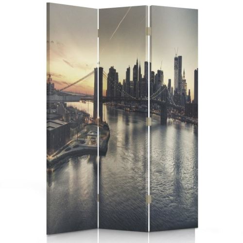 Feeby Cloison de séparation 3 parties Paravent d'intérieur pivotant, Brooklyn Bridge New York 110x180 cm