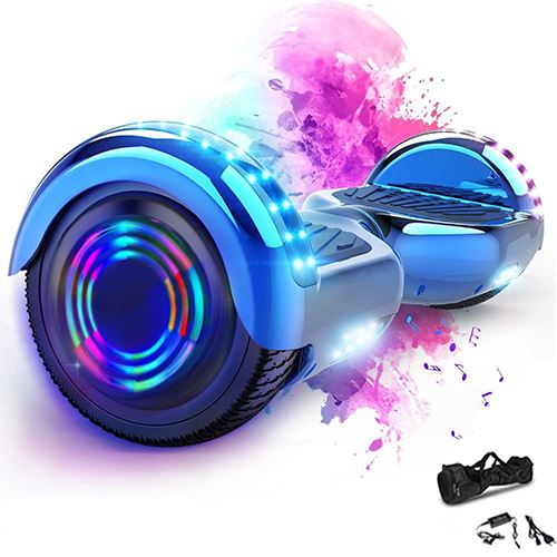 6.5 Pouces Hoverboard Bluetooth Puissance 700W -sac de Transport - Bleu Chrome