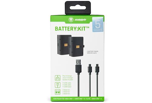 Pack 2 batteries rechargeables snakebyte pour manette XBOX ONE noire