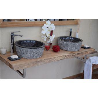 Plan Pour Vasque De Salle De Bain Plan Pour Vasques En Teck Massif 150 Cm Forme Libre Shark Installations Salles De Bain Achat Prix Fnac