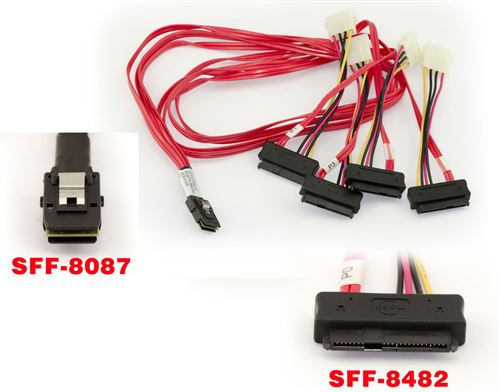 Cordon MiniSAS SFF-8087 vers 4x SFF-8482 Longueur des cordons 100cm