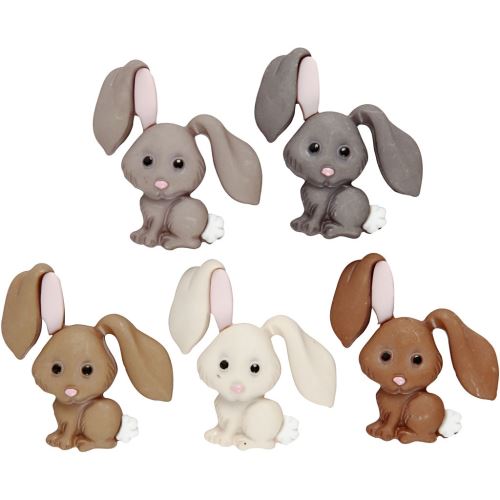 Creotime boutons avec motif de lapin 3,5 cm 5 pièces