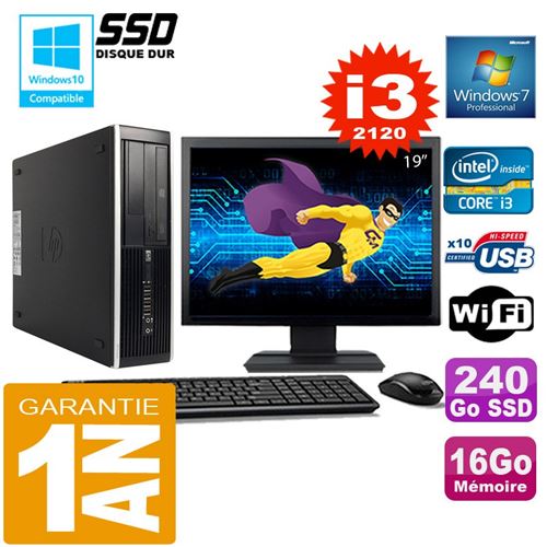 Pc hp compaq 8300 sff core i3-2120 ram 16go disque 240 go ssd wifi w7 ecran 19' État correct - Hewlett-Packard reconditionné disponible sur Fnac
