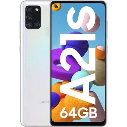 Samsung Galaxy A21s - 4G smartphone - double SIM - RAM 4 Go / Mémoire interne 64 Go - microSD slot - Écran LCD - 6.5" - 1600 x 720 pixels - 4x caméras arrière 48 MP, 8 MP, 2 MP, 2 MP - front camera 13 MP - blanc