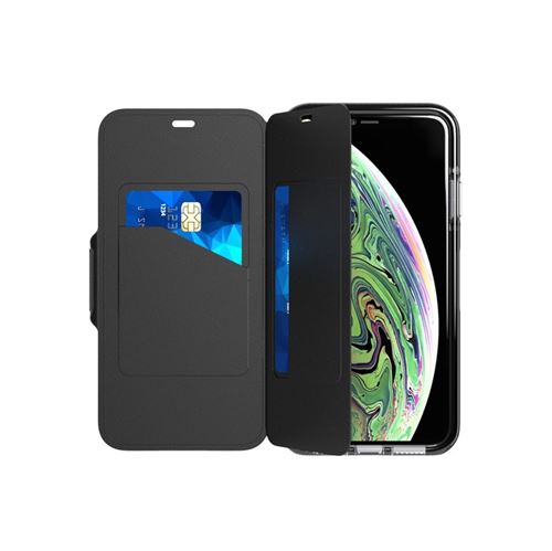 Tech21 Evo Wallet - Flip cover voor mobiele telefoon - FlexShock - zwart - voor Apple iPhone XS Max