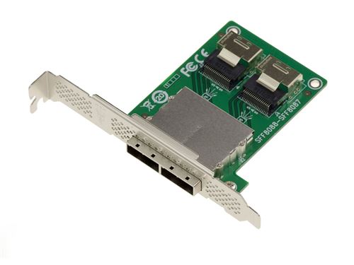 Plaque de conversion SAS miniSAS SFF-8088 / SFF-8087 - Carte avec Equerres LOW et HIGH PROFILE