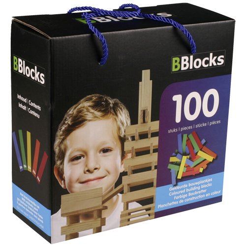 Coffret de 100 Planchettes en Bois de Couleurs - Bblocks 30027