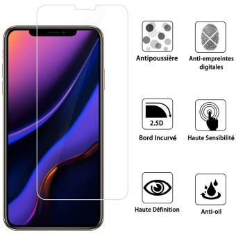 Protection écran Verre Trempé Pour IPhone 11 à 14 Pro Max - Anti-choc, Anti-empreintes, Transparent Avec Bord Noir