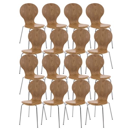 Lot de 16 chaises empilables en bois Diego , Chêne