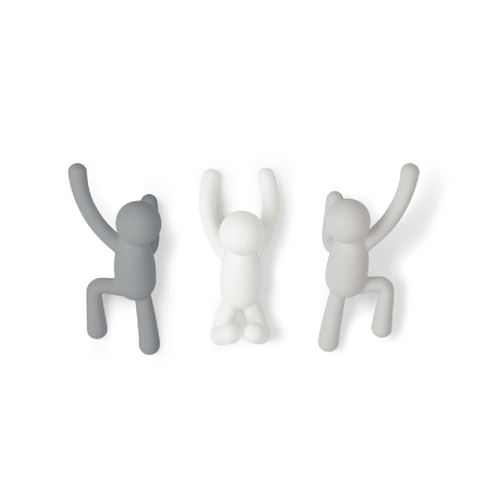 Umbra - Patère bonhomme Buddy (Lot de 3) Gris - blanc