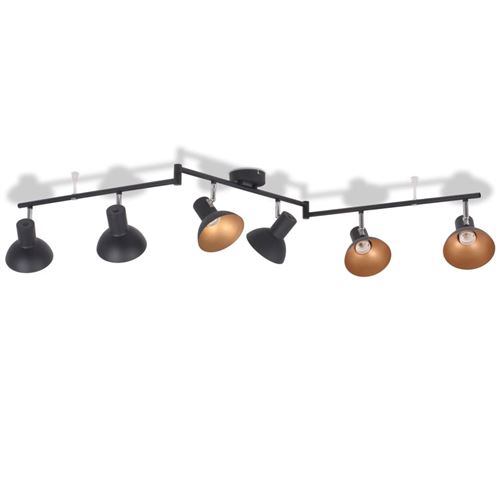vidaXL Plafonnier pour 6 ampoules E27 Noir et doré