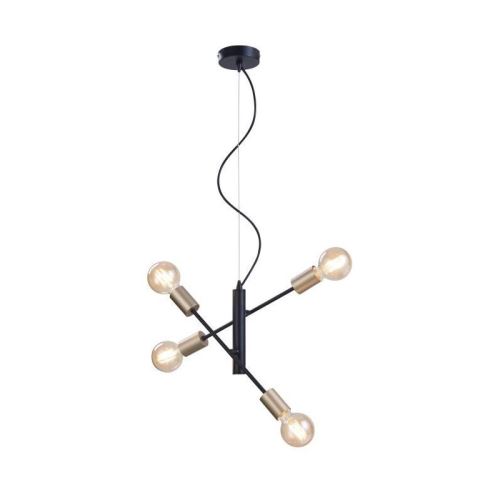 phoenix suspension 2 bras - ø46 x h150 cm - métal - noir - ampoules led fournies (x4)