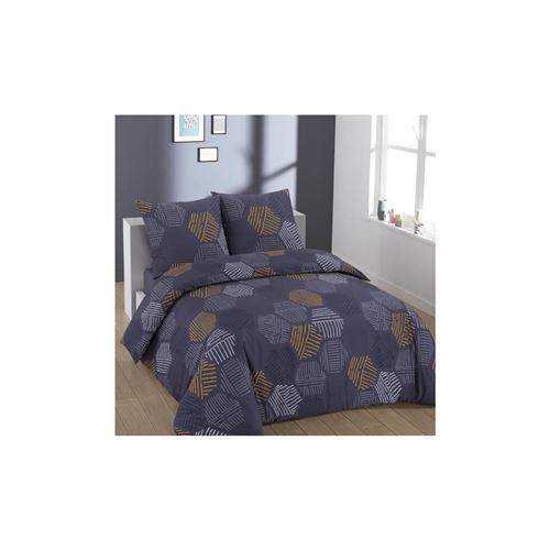 Vision Parure De Couette 100% Coton Hexa Gris / Jaune 240x260cm