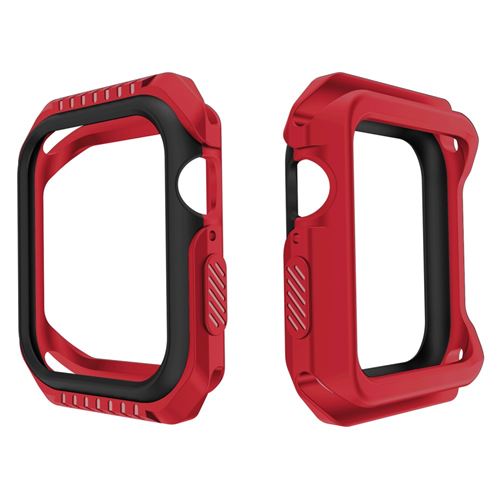 Bracelet en silicone souple rouge extérieur/noir intérieur pour votre Apple Watch Series 4 44mm