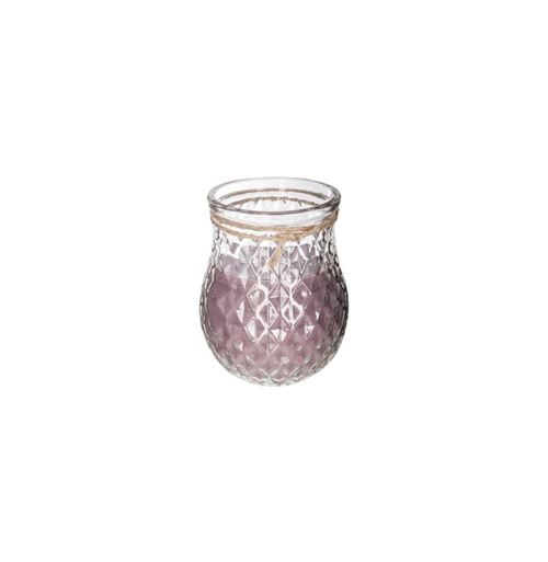 Bougie parfumée 810 g avec son verre strié - Parfum Hortensia - D 14 x H 17 cm