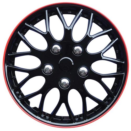 AutoStyle enjoliveurs Missouri 15 pouces ABS noir / rouge lot de 4