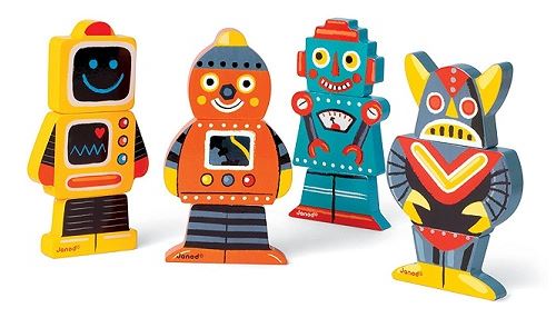 Janod - magnets en bois - funny magnet robots