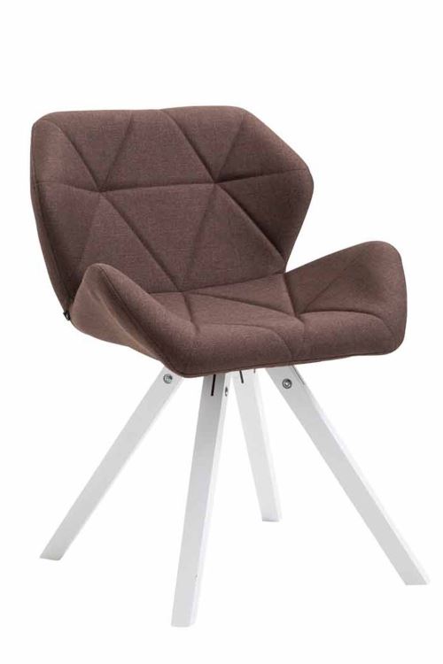 Chaise de salle à manger Tyler tissu pieds carrés avec piètement en bois de chêne Blanc - Siège Marron