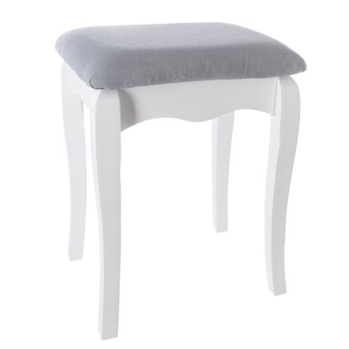 Tabouret pour coiffeuse Aurell - 35 x 28 x 45 cm - MDF - Blanc