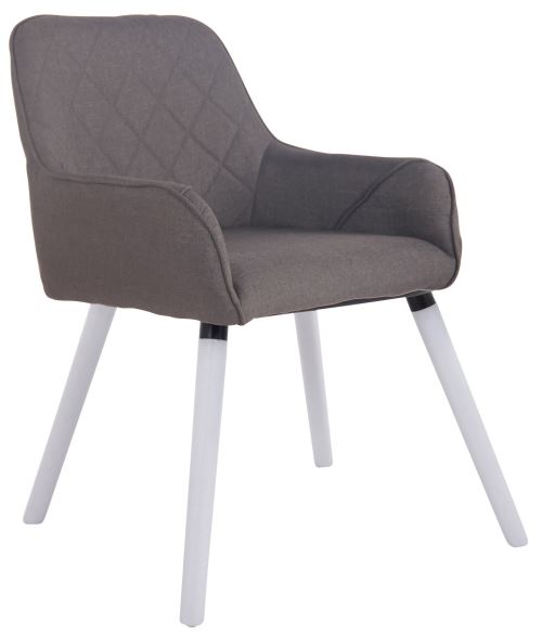 Chaise de salle à manger Wellington Tissu avec Piètement en bois de hêtre Blanc - Assise Gris foncé