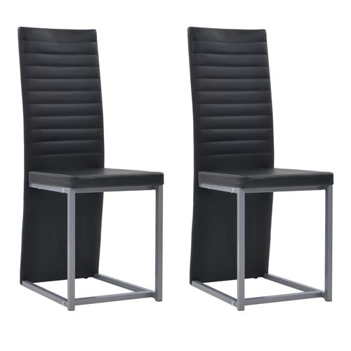 vidaXL Chaise de salle à manger 2 pcs Similicuir 38,5x52x100,5 cm Noir