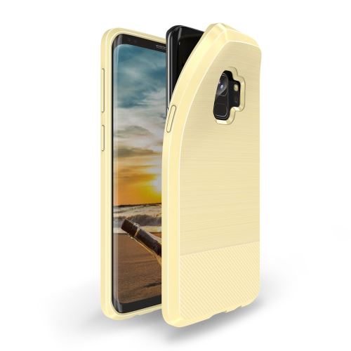 Coque en TPU texture fibre de carbone or brossé pour votre Samsung Galaxy S9 G960