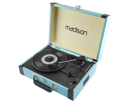 Maletplatenspeler - BT/USB/SD/RECCORDING FUNCTION - Blauw - MADISON RETROCASE-CR