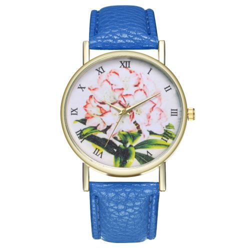 Montre créative mâle illustration de dames quartz horloge ciel étoilé ciel dames montre bracelet en cuir anniversaire table cadeau T78-ABleu foncé