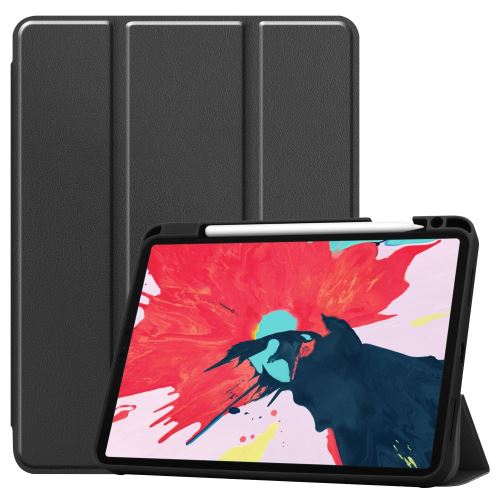 Etui en PU + TPU trois volets élégant avec support et porte-stylo noir pour votre Apple iPad Pro 11 pouces (2020)