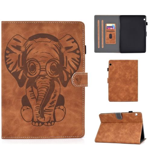 Etui en PU l'éléphant avec support et porte-cartes marron pour votre Huawei MediaPad T5 10