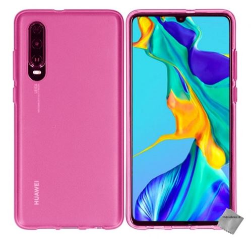 Housse etui coque pochette silicone gel fine pour Huawei P30 avec verre trempe - ROSE