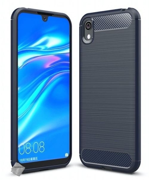 Housse etui coque silicone gel carbone pour Huawei Honor 8S avec verre trempe - BLEU FONCE