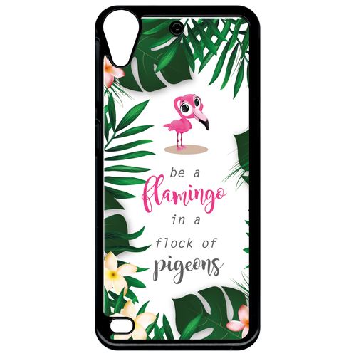 Coque htc desire 530 etre un flamant rose dans un troupeau de pigeons fond blanc