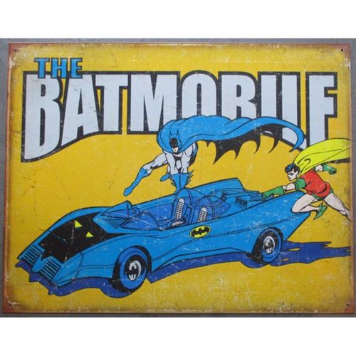 plaque super hero batmobile batman et robin tole affiche pub