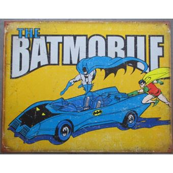plaque super hero batmobile batman et robin tole affiche pub  fnac