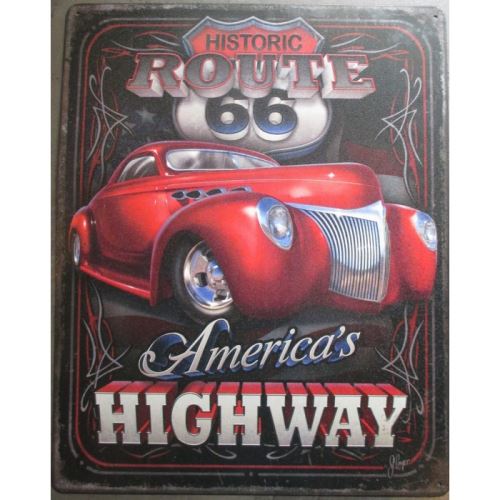 plaque america's highway hot rod tole pub deco garage loft diner