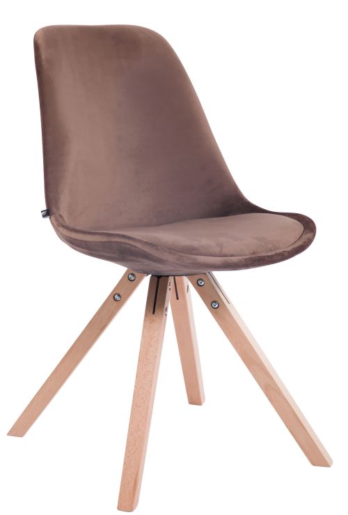 Chaise Toulouse en velours / Piétement carré , Marron/Nature