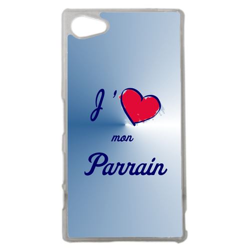 Coque J'aime Mon Parrain Bleu Compatible Sony Z5 Compact Transparent