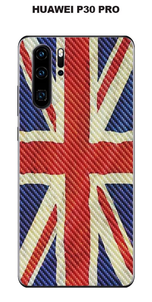 Coque Huawei P30 PRO design Drapeau Grande Bretagne vintage effet Carbone