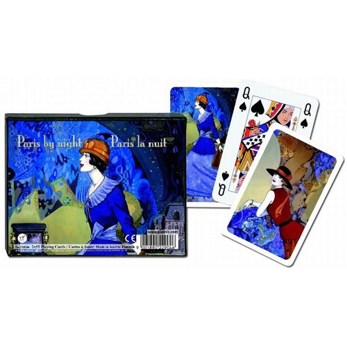 Jeu de cartes - Coffret de 2 x 55 cartes : Paris la nuit